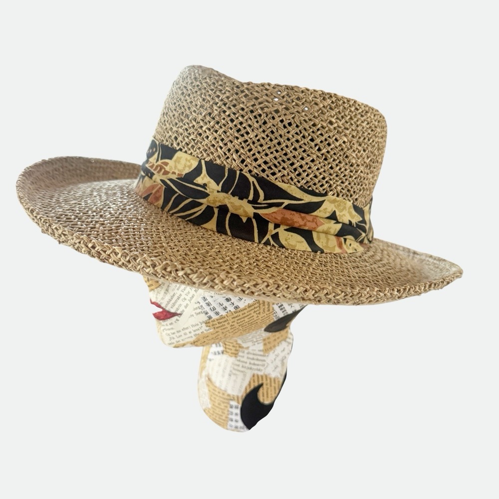 DORFMAN Pacific company DPC Men S/M Straw Fedora Gambler Vacation Hat Tropical